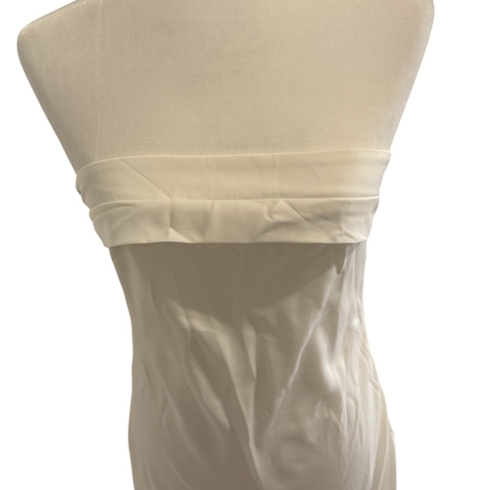 White Satin Strapless Maxi Dress - Picture 5 of 7